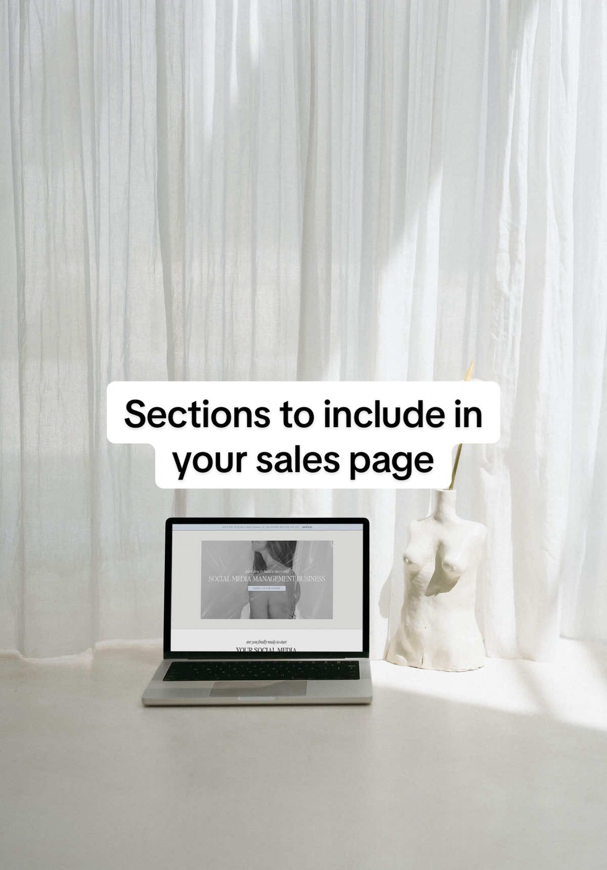 Here are a handful of sections to include in your sales page, featuring the Laken sales page template! 🤍  #salespagetemplate #salespage #salesfunnel #websitetemplates #showit #showittemplate #showitwebsite #websitedesign #salespagedesign 