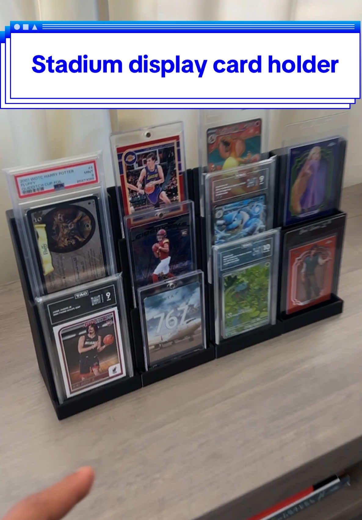 Connect different types of stadium displays to create a wall for your card collection #cardholder #carddisplay #cardcollection #gradedcards #tcgplayer #TTSThunderbolt #TikTokShopSummerTurnUp #tiktokshopcreatorpicks 