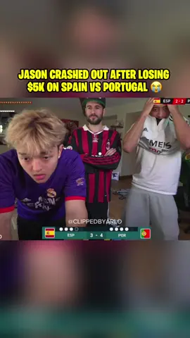 JASONTHEWEEN CRASHED OUT AFTER LOSING $5K ON SPAIN VS PORTUGAL 😭 #fyp #faze #fazeclan #jasontheween #yugi2x #kaysan 