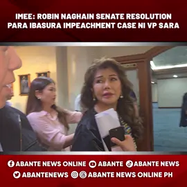 Kinumpirma ni Senadora Imee Marcos sa isang ambush interview sa Senado na naghain na ng Senate Resolution si Senador Robin Padilla na naglalayong ibasura ang impeachment case laban kay Vice President Sara Duterte. Gayunpaman, nilinaw ni Marcos na hindi pa siya lumalagda sa naturang resolusyon. Aniya, hindi pa niya ito nababasa at napag-aaralan, kaya't hindi pa siya nagbibigay ng pinal na posisyon hinggil dito. #DWAR1494 #NewsPH #AbanteNews