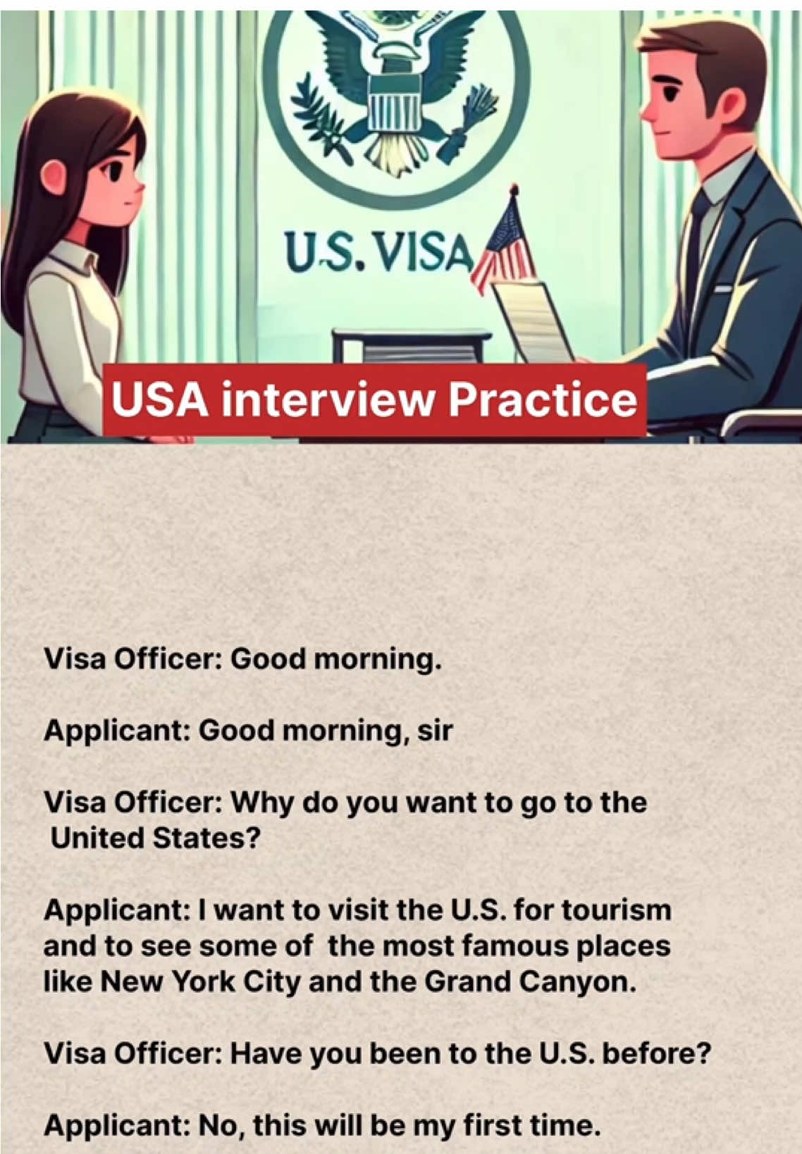 Usa visa interview dialogues. Learn English dialogues in interview form. Learn english daily. #english #interview #dialogues #practice #practiceenglish #englishlearning #englishlesson #daily 