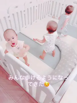 やっと歩けるようになってきてみんな嬉しそう💓 #3つ子 #3つ子のいる生活 #1歳3ヶ月 #赤ちゃんのいる生活 #仲良し兄妹 #うちの子が可愛すぎる 