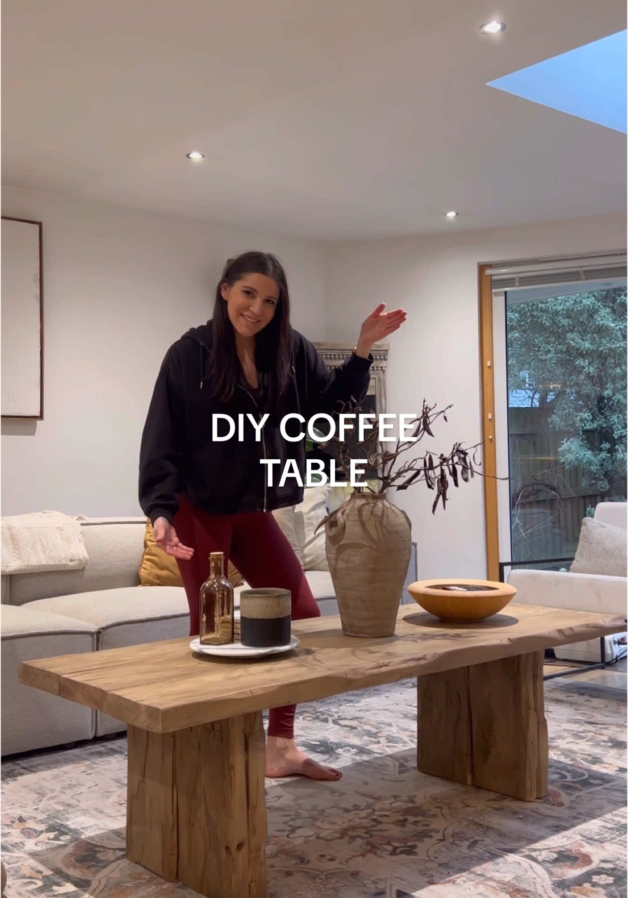 My DIY coffee table!!! You can totally make this too!! ad I used @Dixie Belle Paint “Brown Wax” and “Brown Glaze” for the coloring of this! And some scaffolding boards I got from the lumberyard!  #diycoffeetable #diytable #diyfurniture #rustictable #woodentable #coffeetable #furnituremakeover #furnitureflip