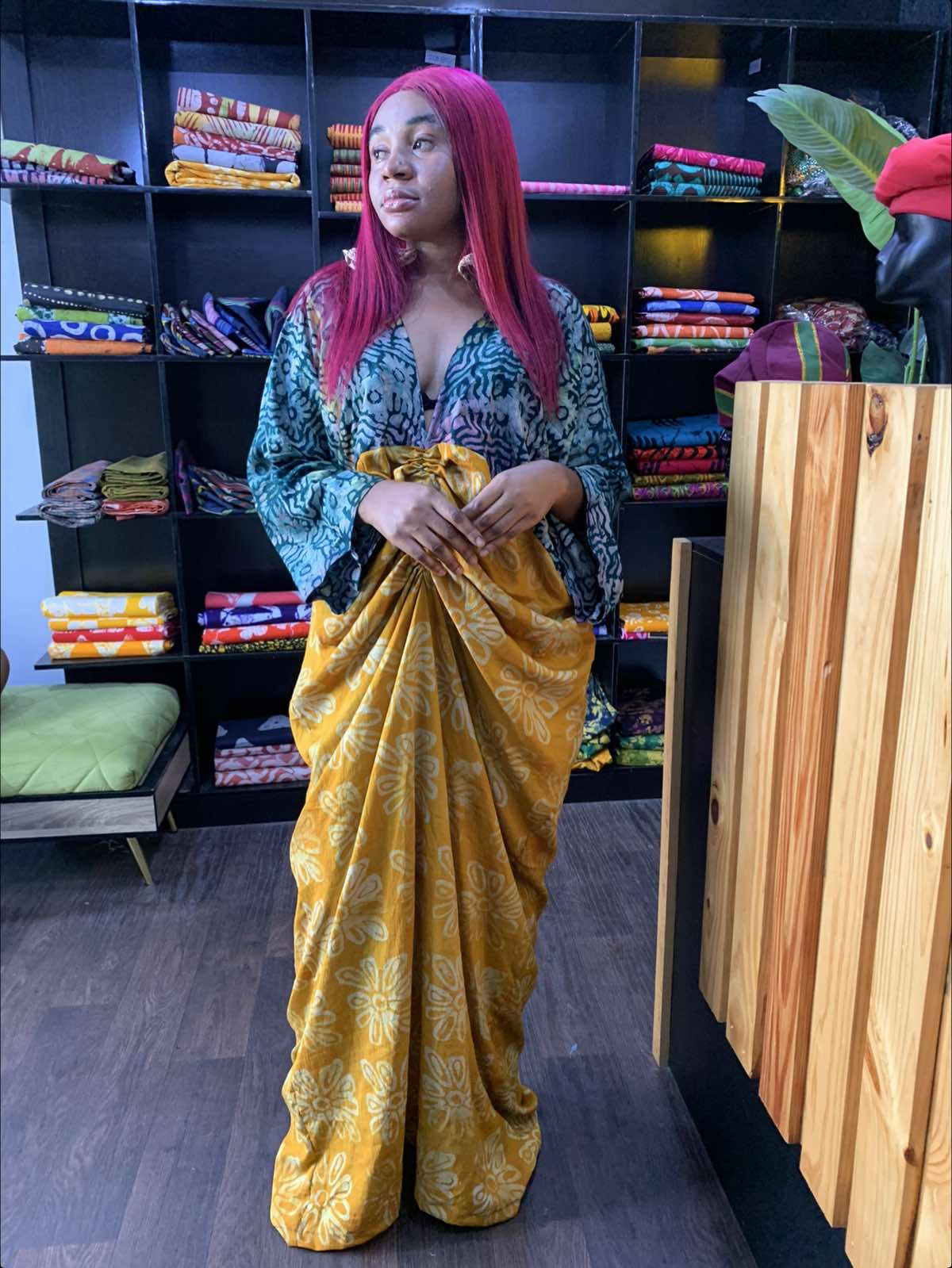 Adire crepe gown available #adirestyles #fyp #highlight #readytowear 