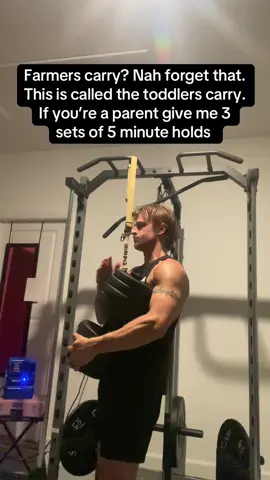 Grab a dumbbell that’s equal to the weight of your toddler. 3 sets of 5 minute holds. Each week increase by 5 pounds for maximum strength gains. Thank me later 💪#Fitness #motivation #health #dadstrength #busydadfitness #dadsoftiktok #fitdad #Lifestyle #fyp #dadhumor 