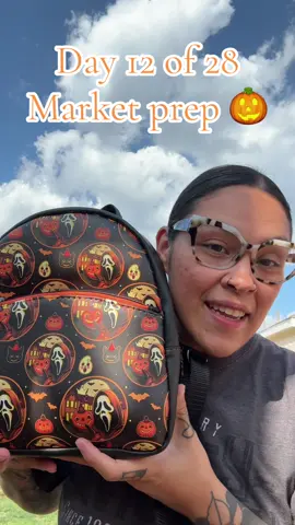 Day 12 of 28 market prep 🦇 this backpack is to die for .. I love when a bag comes together so well. #handmadehorror #horrortok #ghostfacecult #spookybag 