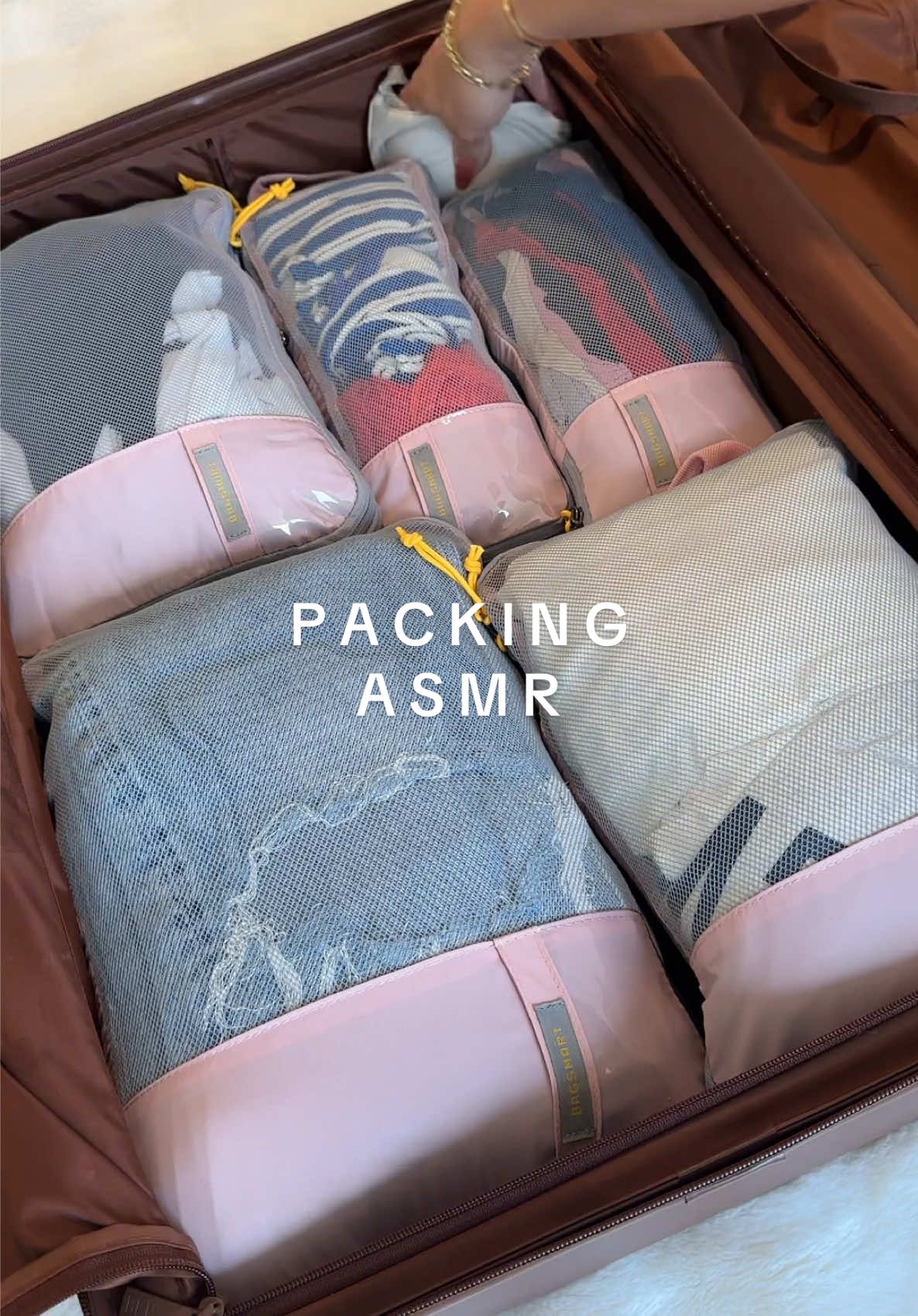 Let’s pack my suitcase for a trip to LA! 🌴 These packing cubes make soo much room for more! #travel#packing#packingasmr#packingcubes#asmr#organized#satisfying#organization 