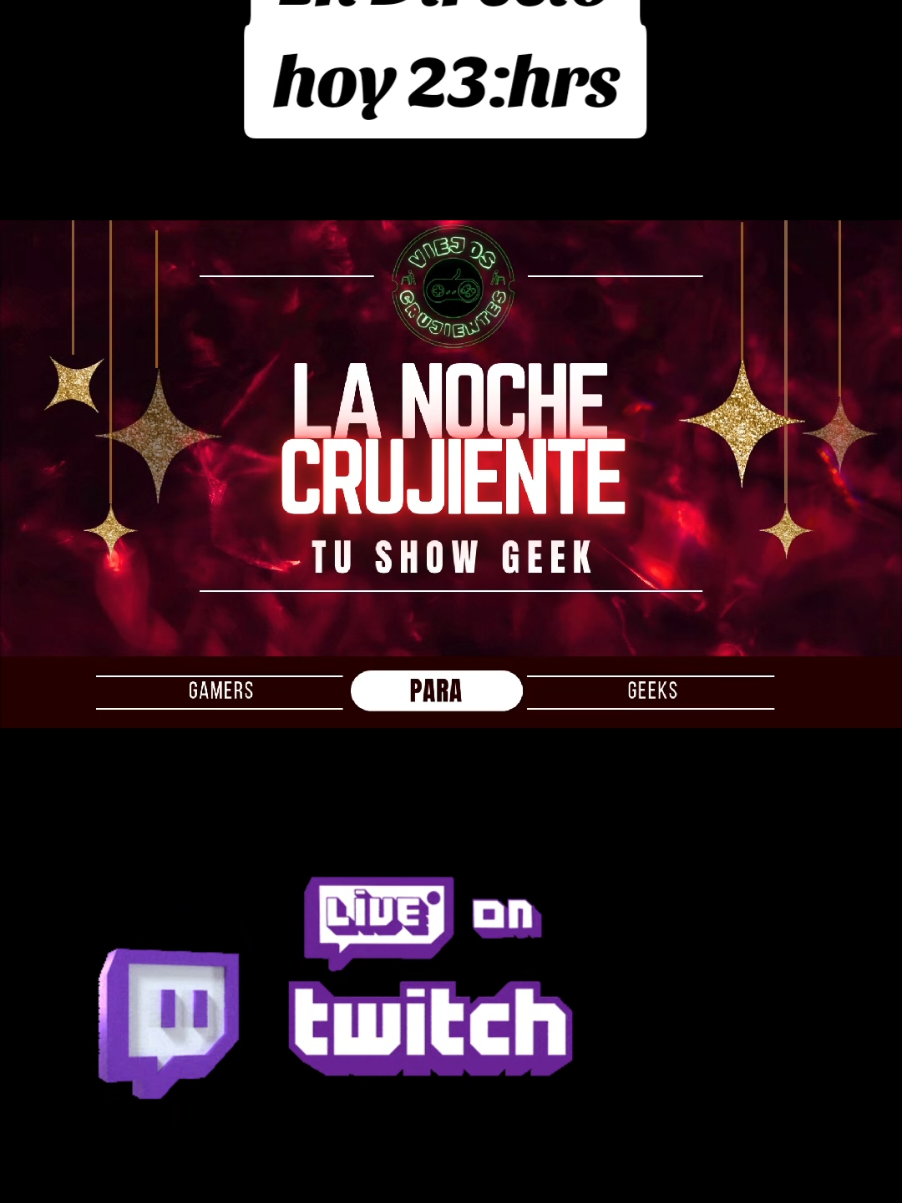 ven al Directo hoy 23:00  por Twitch https://www.twitch.tv/viejoscrujientes un show crujiente el que tenemos preparado. #podcasts #twitchstreamer #twitch #lanochecrujiente #recomendation 
