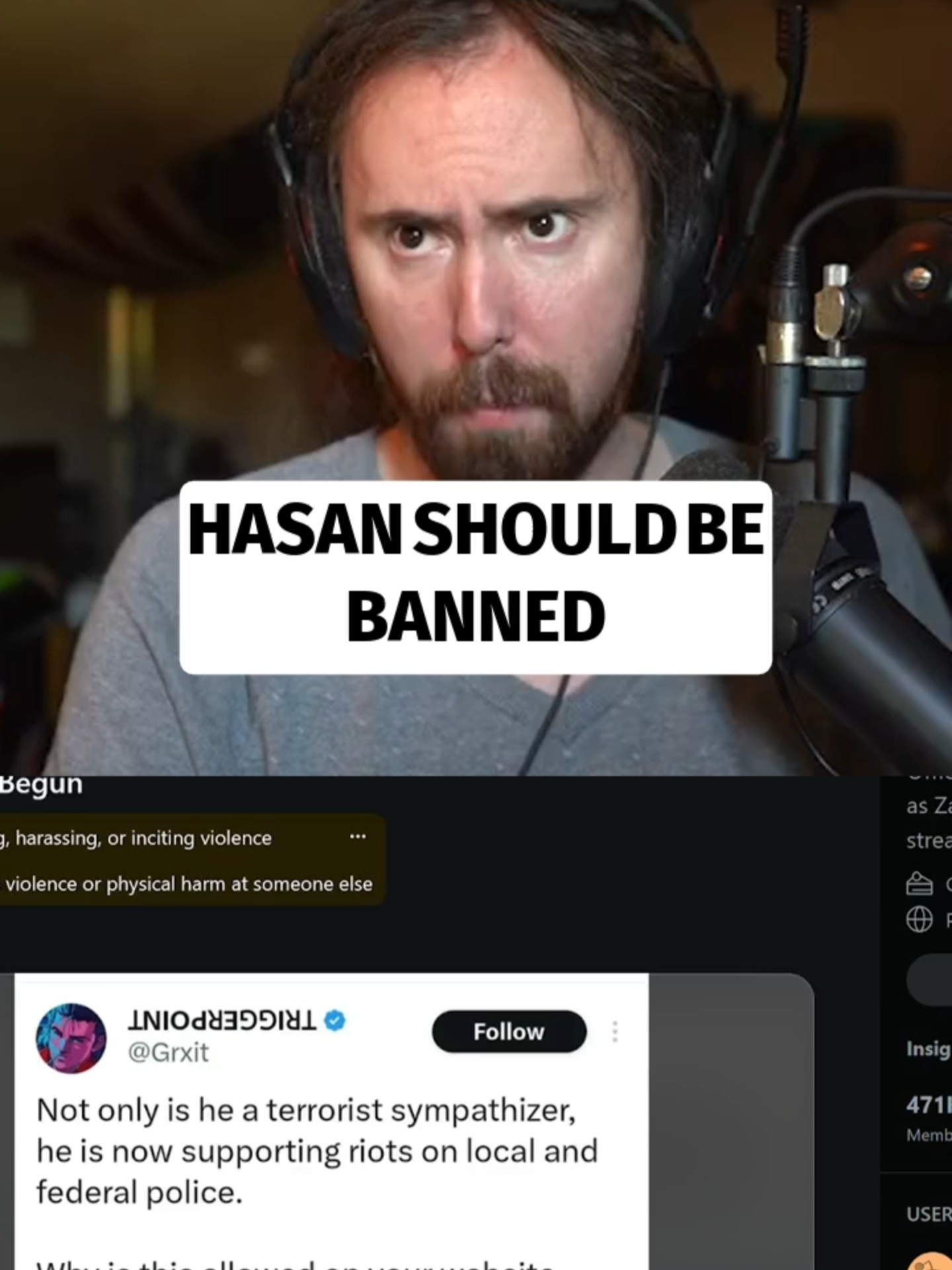 Its simple at this point Hasan should be banned. #asmongold #asmon #twitch #streamer #kick #hasan