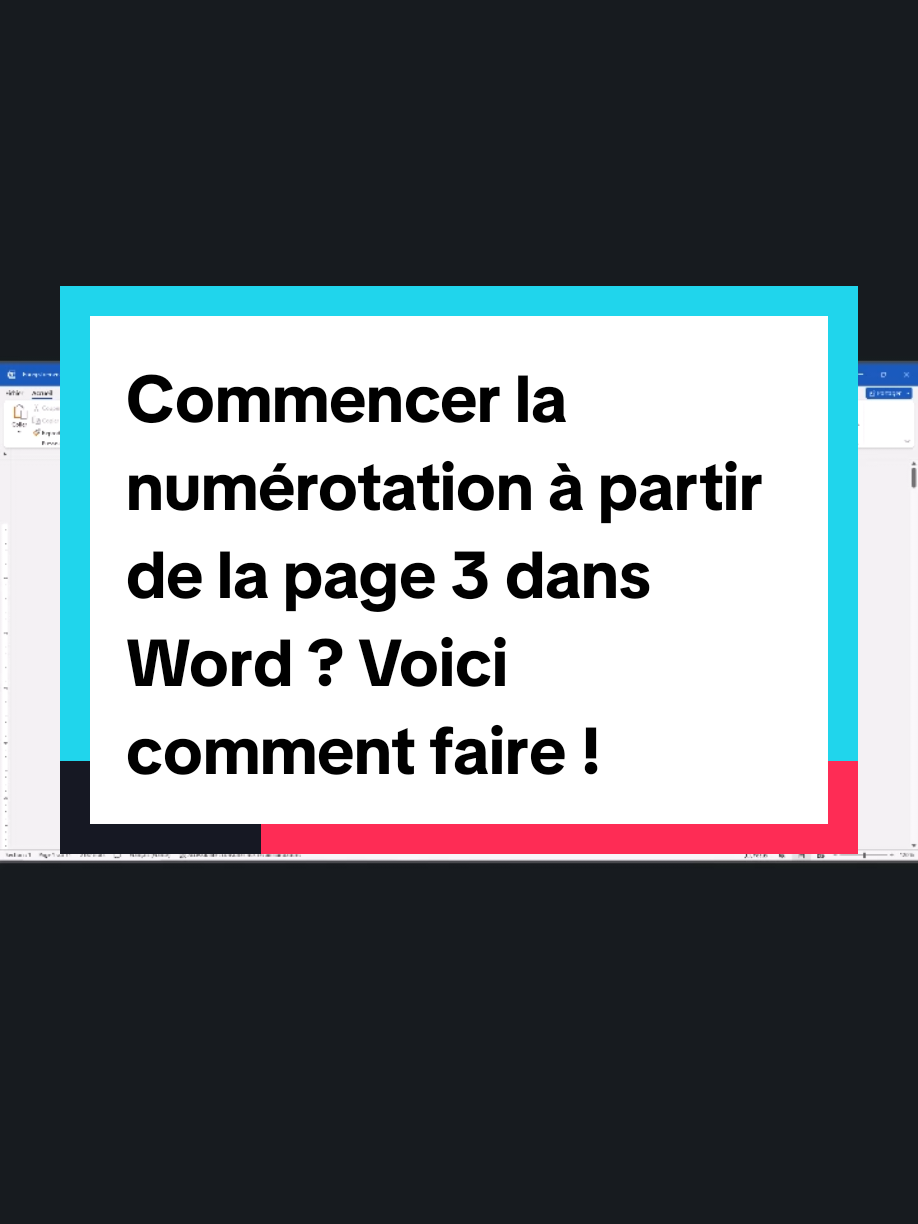 📄 Tu veux numéroter ton document Word… mais à partir de la page 3 ? ⛔ Pas besoin de tricher ou de bidouiller, voici la bonne méthode ! 🧠 En 30 secondes, tu sauras comment ajouter une numérotation à partir de n’importe quelle page. ✨ Parfait pour les rapports, mémoires ou documents pros !