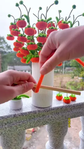 30s teach you how to make a orange#DIY #fuzzywire #flower #orange #twist .Donxi