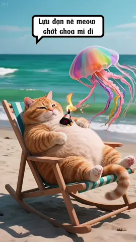 Meow đang ngủ tự nhiên bạn sứa đến thăm meow thế là lại có nón ngon rồi. #xuhuong #vietnam 