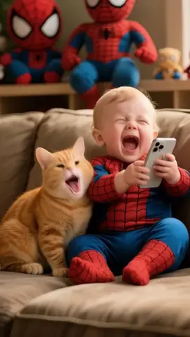 Cute baby laughing with cat #cutebaby #cutecat #babylaugh #petlovers #pet #funnybaby #funnyvideo #funnymoments😂 #catlaughing #fyp #ai 