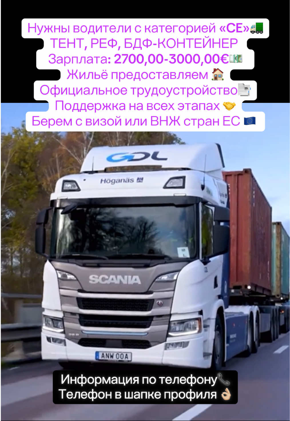 🇩🇪 РАБОТА ПО ГЕРМАНИИ 🇩🇪 Водитель категории “CE”? Добро пожаловать в “GMK TRANSPORT”! #дальнобойщик #фура #работа #вакансии #работавгермании 