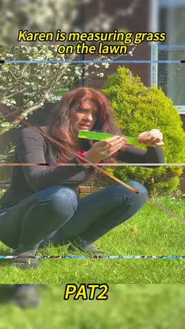 Karen measuring the grass 🤣🤣🤣🤷🏻♂️ #fyp #Karen #whatshappening #grass #garden #gardening #ruler #DIY
