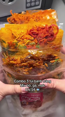 Combo 3 túi bánh trắng mix bò, gà, mực #anvattiktok #mukbang #trending #viral #xuhuongtiktok 