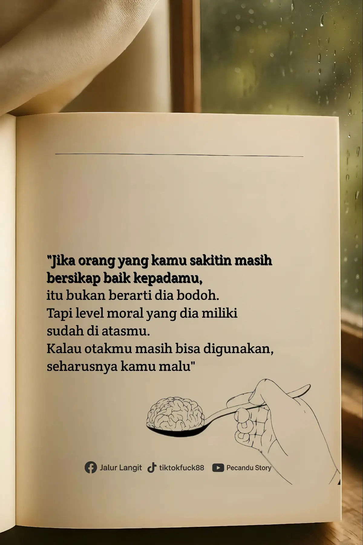 Kadang yang tersakiti masih bisa tersenyum, bukan karena dia lupa... Tapi karena dia punya hati yang nggak serendah orang yang nyakitin. Jangan keburu bangga diperlakukan baik setelah menyakiti. Itu bukan tanda kamu benar... Tapi mungkin tandanya, kamu belum pantas ada di level moral dia. Kalau masih punya hati dan logika, seharusnya kamu malu. #RenunganDiri #SindirHalus #JanganTerlaluBangga #KarmaItuNyata #jalurlangit #renungandiri #quotesindonesia #katabijak #katamutiara #katakata #quoteskehidupan #quotesharian #sindiranhalus #sindiranpedas #selfreminder #motivasi #jalurlangit #fyp #fypindonesia #katakatamutiara #katakatabijak #katakatakehidupan #tiktokquotes #reelsindonesia #kontenislami #kontenrenungan #katakataquotes #pecandustory #bacotanberkelas #tiktokfuck88