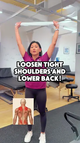 Great stretch to help with tight shoulders and lower back #athomeworkout #athomeworkouts #tightshoulders #lowerbackpainrelief #shoulderpainrelief 