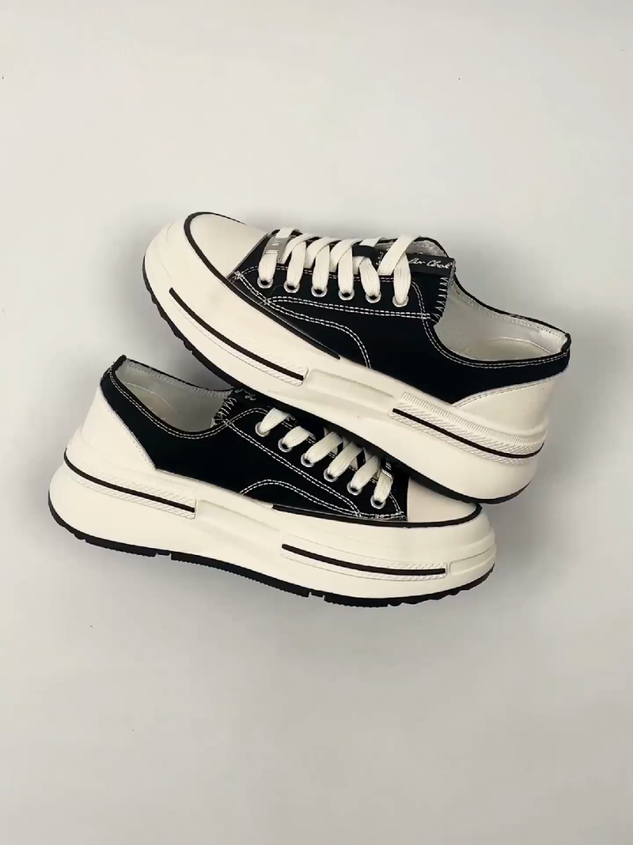 다용도 신발 TZS Zenzy Somi Canvas feature a classic low top silhouette with a sleek black canvas exterior that complements any outfit, from casual jeans to chic skirts 🖤 얼짱 TZS Zenzy Wear Better, Live Happier! #SepatuWanita #SepatuSneakers #SepatuKasual #SneakersWanita #SepatuFashion #SepatuKanvas #SepatuHitam #BlackShoes 