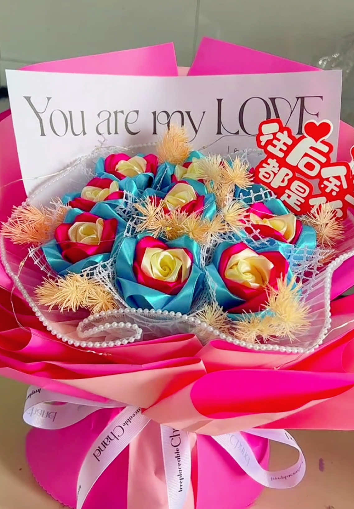 Handmade diy ribbon rose flowers bouquet #handmade #handmadegifts #flowers #gift #ribbon #rose #handmadecraft #DIY #handmadegifts #diyproject #craft #diyfashion #diycraft #handcraft 