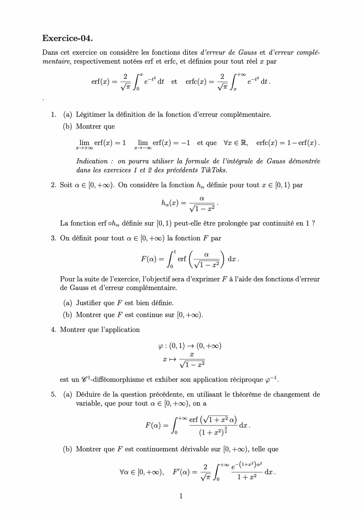 N’hésite pas à poser tes questions en commentaire ! Si tu relèves des erreurs tant dans la conception que dans la correction de l’exo fais le moi savoir^^  Cet exercice présente les fonctions d’erreur de Gauss, et propose un calcule d’une intégrale les impliquant. #sup #pi #euler #pcsi #cpge #mathematiques #zetafunction #derivative #Ilg #maths #xyzabc #calculus #lycee #algebra #mpsi 