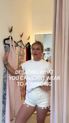 What dresses do you guys think is appropriate vs not for a wedding? #weddingtiktok #boutiqueowner #fashiontiktok 