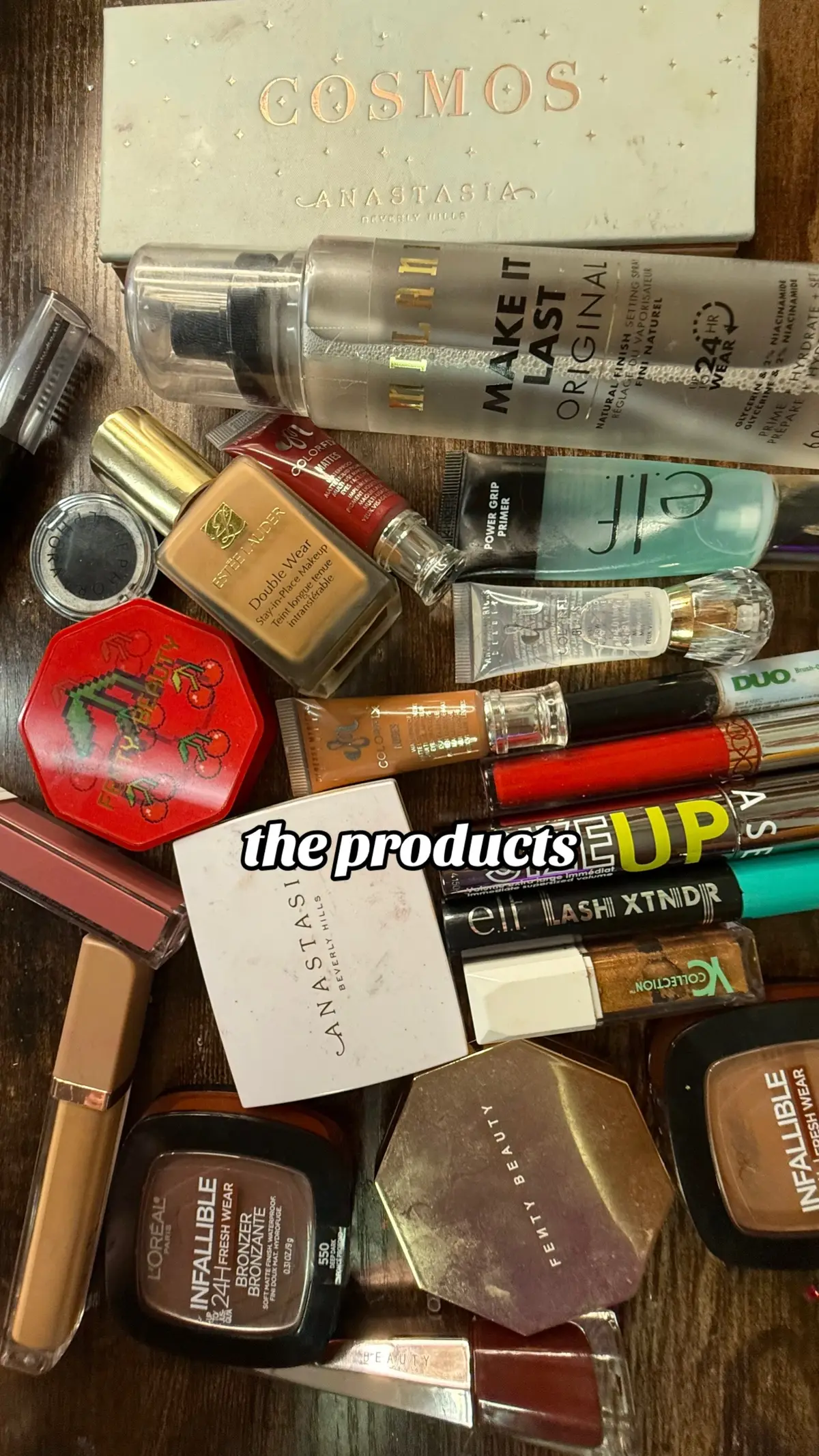 The way this Cherry collection has me in a chokehold must be studied  Products used: Primer Elf Powergrip Brows Elf Brow Laminating Gel Foundation @Estée Lauder shade 4N3 Concealer @Natasha Denona shade NY11 Eye lids @DanessaMyricksBeauty Colorfix shade primary red  Mascara @Sephora Collection size up in Black and @elfcosmetics Lash Xtender Charms applied with Duo lash glue “Cream” Blush @Anastasia Beverly Hills liquid lipstick in American doll Powder Blush @Fenty Beauty Hot Cheeks Blushlighter in Cherry Pie’d Contour ABH Cosmos palette shade Eclipse as well as @L’Oréal Paris infallible contour powder in shade Deep tan and Deep Dark Bronzer Fenty Beauty Coco Naughty Lips lined with Fenty Beauty Unveil liquid lipstick  Pout filled with Charmed from @OFRA Cosmetics, LLC  Cherry Pie’d applied over that in a dusting and then topped with Danessa Myricks Colorfix Glaze Highlight cream @YC Collection in shade Honeydew Highlight powder ABH in shaded Iced Out Face set with L’Oréal infallible loose setting powder in Pink Medium Deep Makeup for black girls, makeup for summer, cutesy makeup, makeup for brown skin, glam makeup 