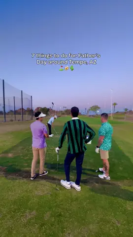 Here are seven ways to celebrate Father's Day around Tempe, Arizona this year! 🌵 📍 Night golf at Grass Clippings Rolling Hills, the first fully lit 18 hole golf course in Arizona. Before or after your round of golf, be sure to grab a drink or bite to eat at Glenrosa Restaurant for authentic Sonoran cuisine paired with scenic Papago Butte views. 📍 2nd Annual Dad Games at Dave & Buster's at Tempe Marketplace. This is the ultimate arcade showdown where dads and families go head-to-head to win a trophy, free game play for a family of four for an entire year, ultimate bragging rights, and more. — June 15 from 1-4pm.  📍 Distillery Tour & Tasting at Outlaw Distilling. Not only will you learn everything about the art of craft distilling, but you'll be able to sample 7 of their award-winning spirits too. Tours are held Fridays and Saturdays and guests must be 21+. 📍 Enjoy a Father's Day dinner with a special menu at Neighborhood Services and Lucero Rooftop at Omni Tempe Hotel at ASU. Menu items include steak frites, prime rib dip sandwich, regal sidecar, beer flights, and a complimentary chef's BBQ seasoning mix. — June 13-14 at Lucero & June 13-15 at Neighborhood Services. 📍Father's Day at the Desert Botanical Garden. Explore the Garden at nighttime and make memories under the stars. Dad can sample the Garden's newest spirit, there will be Rad Dads stations, as well as creature features. Dads are free with a paid child. — June 14 from 6-9:30pm. 📍 Pilates & Pickleball: Dad's Day Out at Electric Pickle. The $25 ticket include a 60-minute outdoor mat pilates class, one hour of pickleball play with equipment provided, and one complimentary mimosa or beer. — June 21 starting at 9:30pm. 📍Tempe Brewery Hopping Tour with AZ Brew Hopping. In this 4.5 hour tasting excursion, you'll get a variety of beer and cider tastings, shared appetizers, snacks, a 