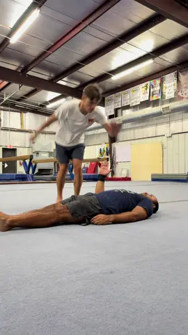 Teamwork w/ @CobyTatum #gym #flips #training #stunt 