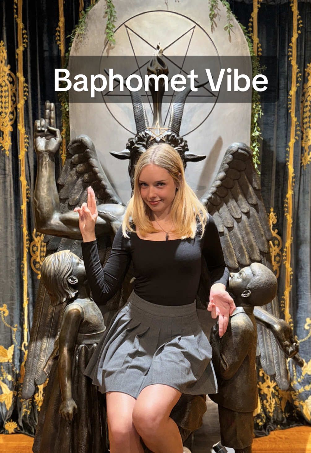 Baphomet’s watching. Better serve face 👹 #satanictemple #baphomet #baphometstatue #tst #thesatanictemple #salem #artgallery #satanism #satanist 