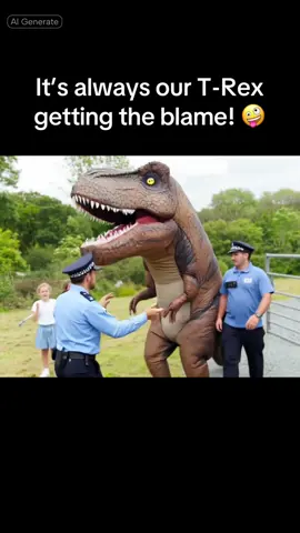 It's always our T-Rex's who get the blame! 👮🚨 Can't say we blame them though, they do have a fiery personality. 🔥🦖 Come and find out for yourself - if you're brave enough! 🫣 #thedinosaurpark #aitrend #aifilter #memecut #Meme #MemeCut #aifilter 