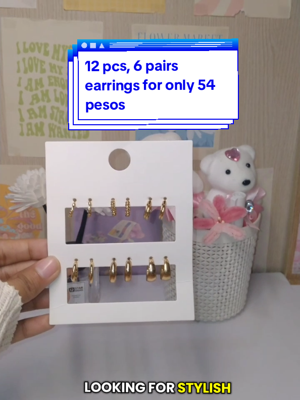 Sa 54 pesos mo, may 6 pairs of earrings ka na. Naka sale na naman to ngayon kaya grab nyo na agad #earrings #jewelry #hikaw #gold #hoopearrings #hoop #vintage #women #fashion 