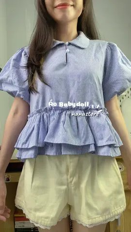 Áo babydoll phối nút xinh #naubeone #thoitrangnu #aoxinh #babydoll  @Nâu Béo Nè 