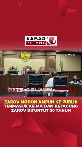 ⚖️ ZAROV MOHON AMPUN KE PUBLIK! 🙏 Termasuk Ke MA dan Kejaksaan Agung, Zarov Dituntut 20 Tahun Penjara Zarov Richard, mantan pejabat Mahkamah Agung, mengajukan permohonan maaf dalam sidang lanjutan kasus gratifikasi yang digelar di Pengadilan Tipikor. Dalam pledoi, Zarov meminta maaf kepada keluarga, Mahkamah Agung, Kejaksaan Agung, dan seluruh masyarakat Indonesia. 🙏 Zarov, yang telah mengabdi selama 33 tahun di Mahkamah Agung, mengungkapkan penyesalannya karena tidak bisa menghabiskan waktu lebih banyak bersama keluarganya di masa pensiun. Ia juga menyatakan menyesal atas sikap keras dalam mendidik anak-anaknya dan jarangnya meluangkan waktu untuk berlibur bersama keluarga. 🏠 Dalam kasus ini, jaksa penuntut umum menuntut Zarov dengan pidana penjara 20 tahun, dengan tuduhan menerima suap terkait kasus pembebasan Ronald Tanur dalam kasus pembunuhan Dini Sera. ⚖️ 📡 Apakah Zarov akan mendapatkan hukuman sesuai tuntutan? Tulis pendapatmu di kolom komentar! #BreakingNews #Zarov #KasusGratifikasi #MahkamahAgung #KejaksaanAgung #TindakPidanaKorupsi #tvOneNews #KabarTvOne #UpdateTvOne #BeritaTerkini #HukumIndonesia