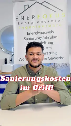 Sanierungskosten im Griff! Wir bieten fundierte Beratung für Energieeffizienz und helfen dabei, Sanierungskosten nachhaltig zu senken.  Als erfahrene Energieberater unterstützen wir Sie dabei, gezielt Fördermittel zu sichern: ✅ Bis zu 70 % Förderung für Heizsysteme ✅ Bis zu 20 % für Maßnahmen an der Gebäudehülle enerfokus.de hat bereits hunderte Sanierungsprojekte erfolgreich begleitet – effizient, förderoptimiert und individuell auf Ihre Immobilie zugeschnitten. #energieberatung  #fördermittelberatung #energetischesanierung #förderung70prozent #energieeffizienz #KfwFörderung #Gebäudeenergieberater