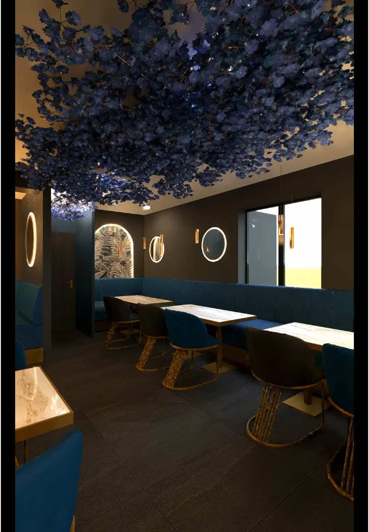 Check out this Restaurant redesign in Twickenham, using blues and golds to create a classy and timeless interior design. Looking for a design for your own restaurant? Drop us a DM today!  #interiordesign #restaurantdesign #cgiartist #designmyhome #restaurantinspo 