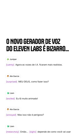 Esse é o Eleven v3, o modelo de texto-para-voz mais expressivo até hoje. E o melhor: você pode testar de graça!  (obs: ainda é uma versão em desenvolvimento, então eles avisam que pode ter errinhos) #elevenlabs #TextToSpeech #artificialintelligence #tecnologia 