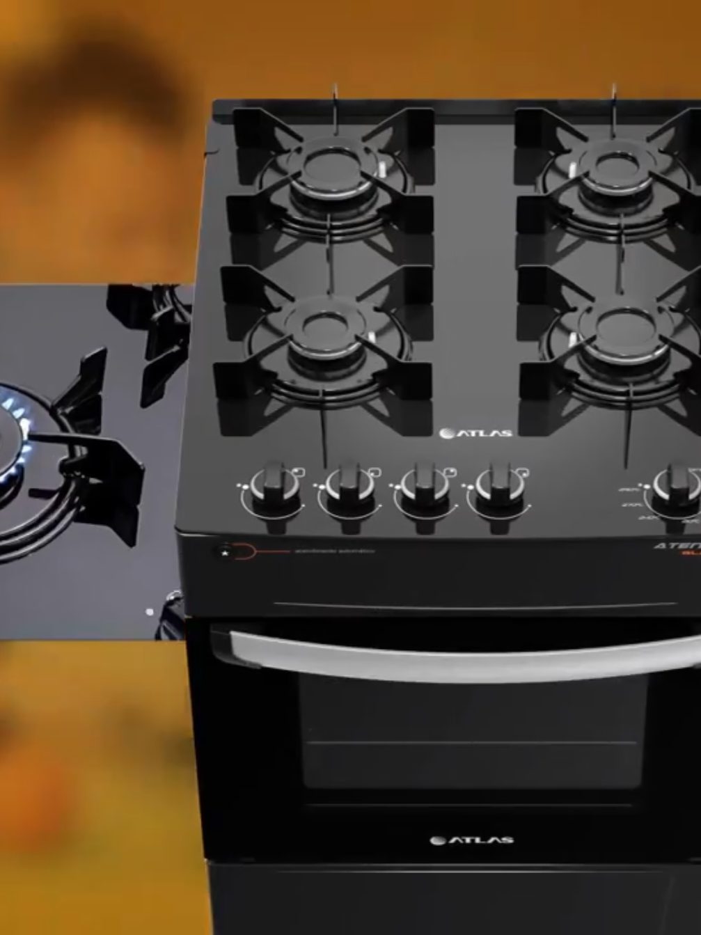 Fogão Atlas 5 Bocas preto Atenas Glass com Acendimento automático - Bivolt mesa de vidro 😱😱😱😱#fogao #fogaoatlas #fogao5bocas #fogaopreto #fogaoglass #fogaocomforno #fogaolindo #fogaoagas 