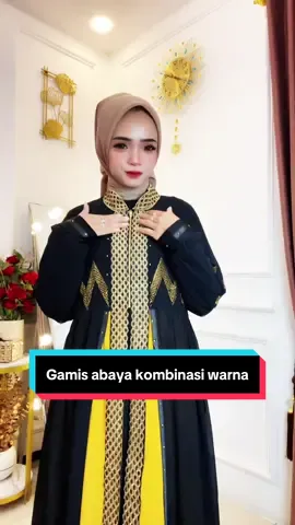 Gamis abaya kombinasi warna, kerah sanghai #abayamurah #gamisabaya #abayafashion #abayapremium #abayaouter 