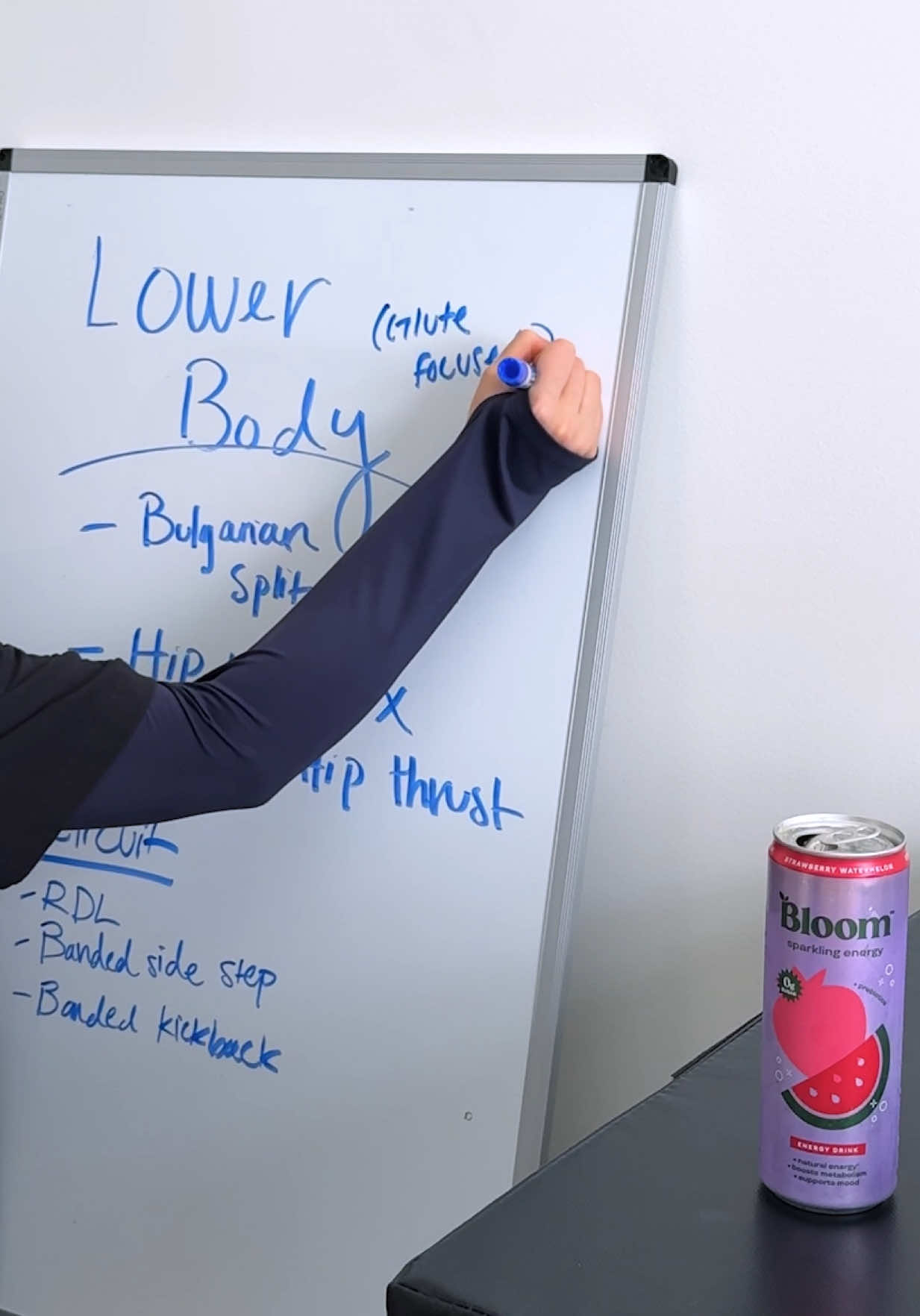 lower body workout, from home or in the gym 🤍 full details on insta + drinking my favorite @Bloom Nutrition energy #bloompartner 