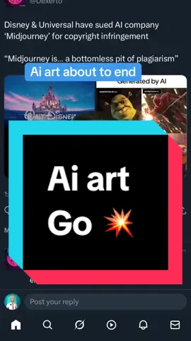 Good news for actual artists finally. Ai art mid journey getting sued by Disney and universal studios.  #news 