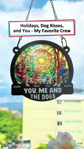 Our happy place now sparkles with this suncatcher and wagging tails #wanderprints #personalized #gifts #giftforcouples #summervibes
