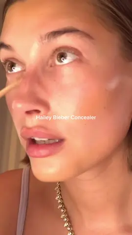 Hailey Bieber Concealer Technique ✨  trying Hailey’s exact concealer placement and her concealer - the @Hourglass Cosmetics vanish airbrush concealer 🤍 what do you think? #makeup #makeuptutorial #concealer #makeuphacks #haileybieber #concealerhack 