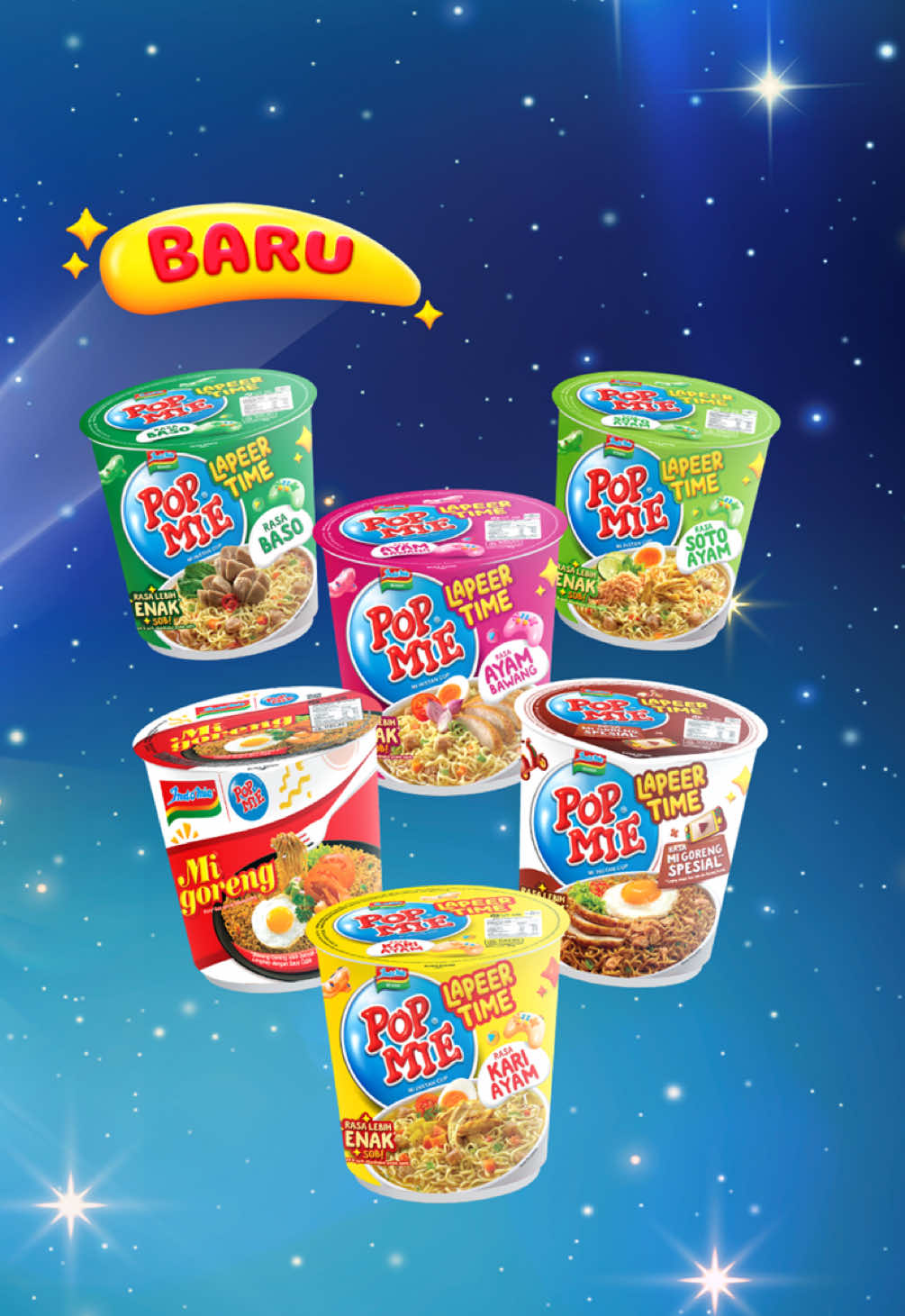 ADA YANG BERUBAH TAPI BUKAN PERASAAN DOI SOB…… Tapi…. Pop Mie yang dulu udah #SaatnyaBerubah jadi Pop Mie Lapeer Time! ⭐Kemasan baru paper cup yang colorful & super cute!  ⭐Rasa lebih enak  ⭐Mie lebih kenyal ⭐Chunky ball lebih besar Langsung cobain dan buktiin #SaatnyaBerubah versi lo, Sob!