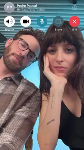 NEW! Dakota Johnson and Chris Evans FaceTime with Pedro Pascal during the ‘Materialists’ press junket #pedropascal #pedropascaledit #materialists #fyp 