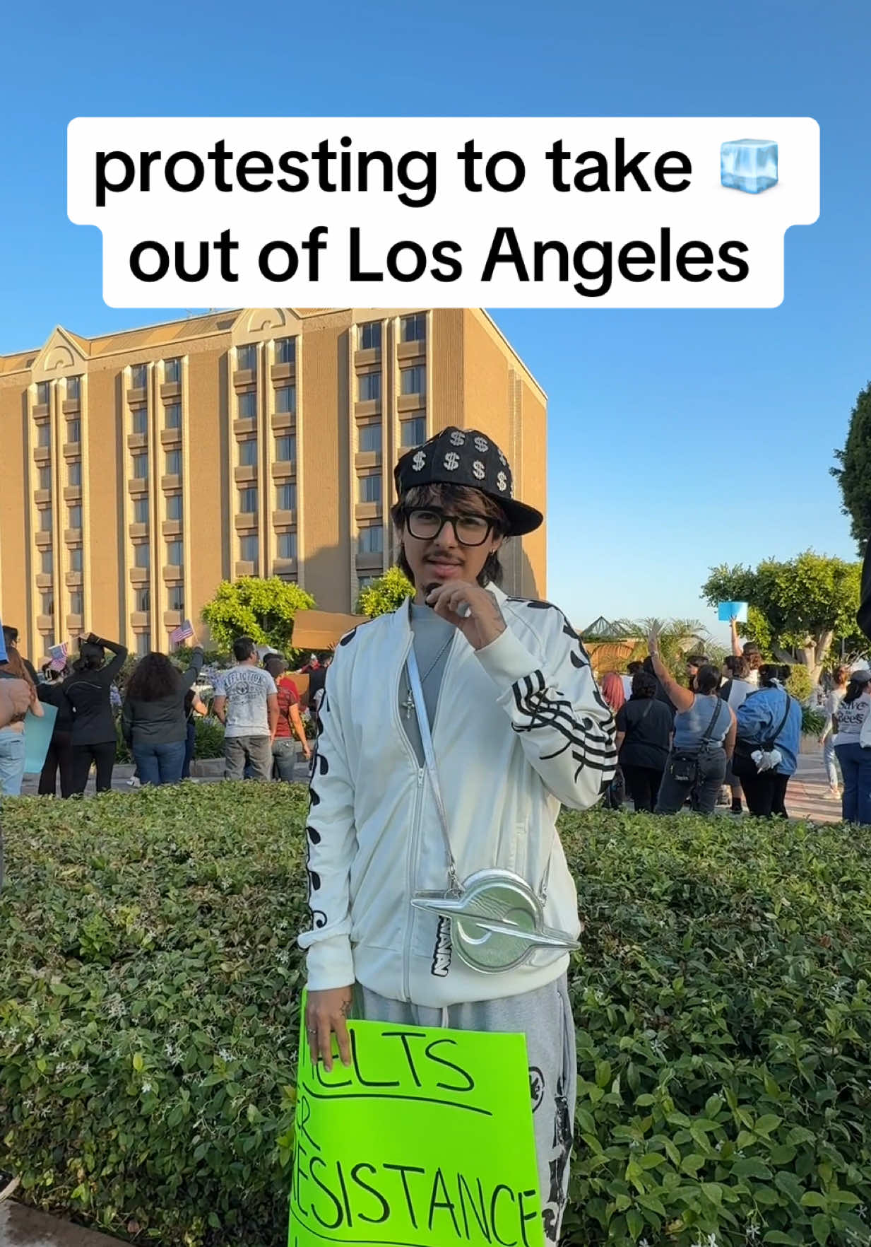 protest near Los Angeles at the DoubleTree in Whittier trying to make ICE Agents leave their hotel 