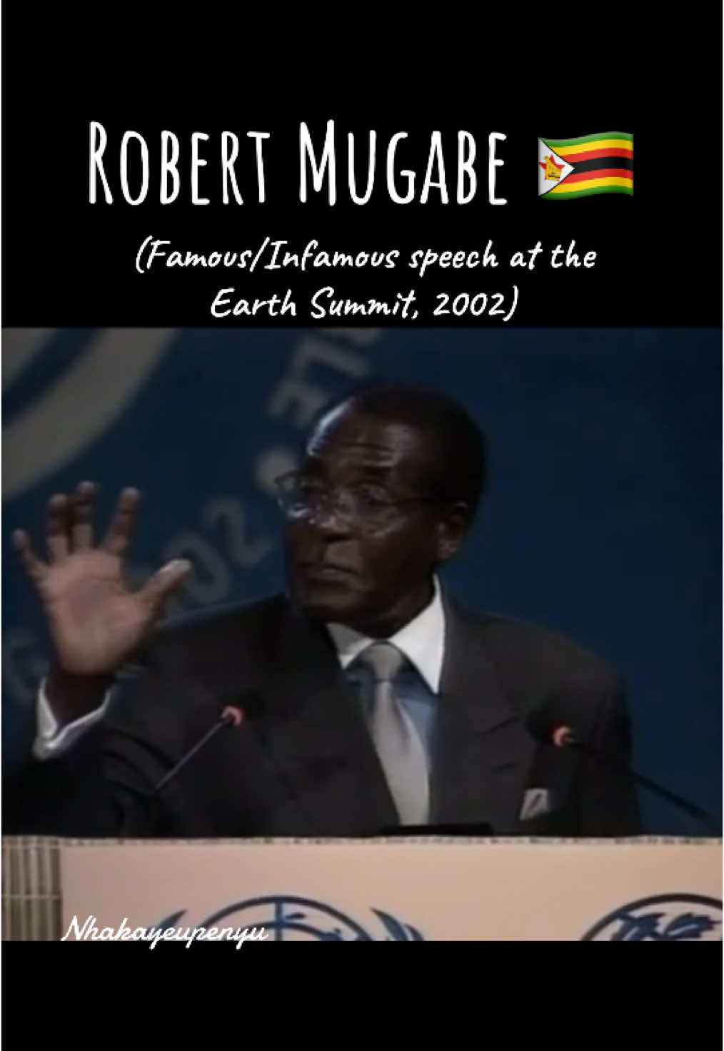 Speaking at the Earth Summit in South Africa, Zimbabwean President Robert Mugabe attacked British Prime Minister, Tony Blair, telling him to stop interfering in Zimbabwean affairs.
 Mugabe told gathered world leaders at the Earth Summit in Johannesburg, 
