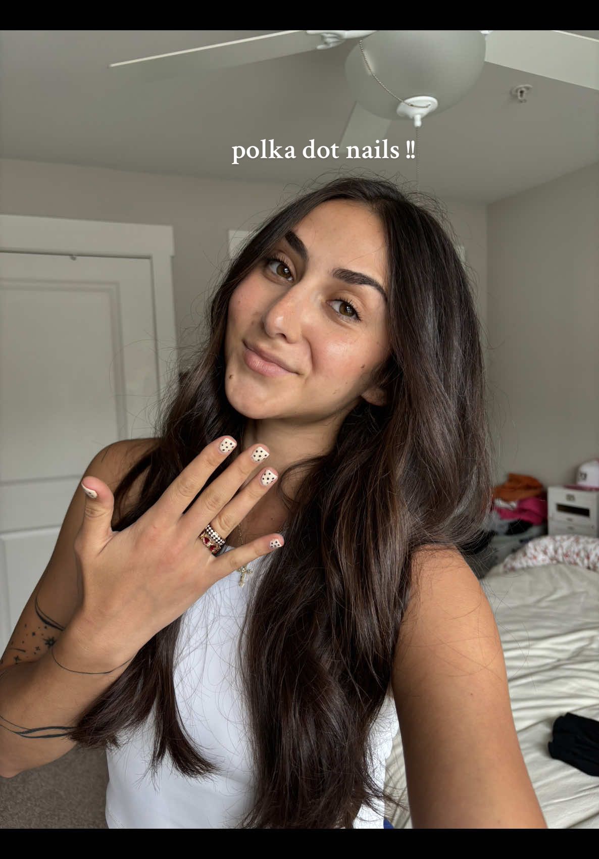 whoever stared the polkdot nails for summer trend I love you 🖤🤍 • @Amazon @Amazon Beauty  • #buildergel #diynails #gelnails  #shortnailinspo #summervibes 
