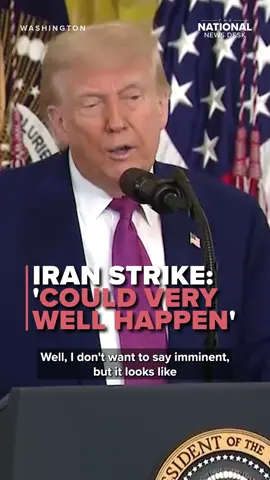 President Trump says while he doesn’t think a strike from Israel on Iran is imminent, it “could very well happen,” while he works to make a nuclear weapons deal with the country.  #trump #iran #israel #nuclear #politics