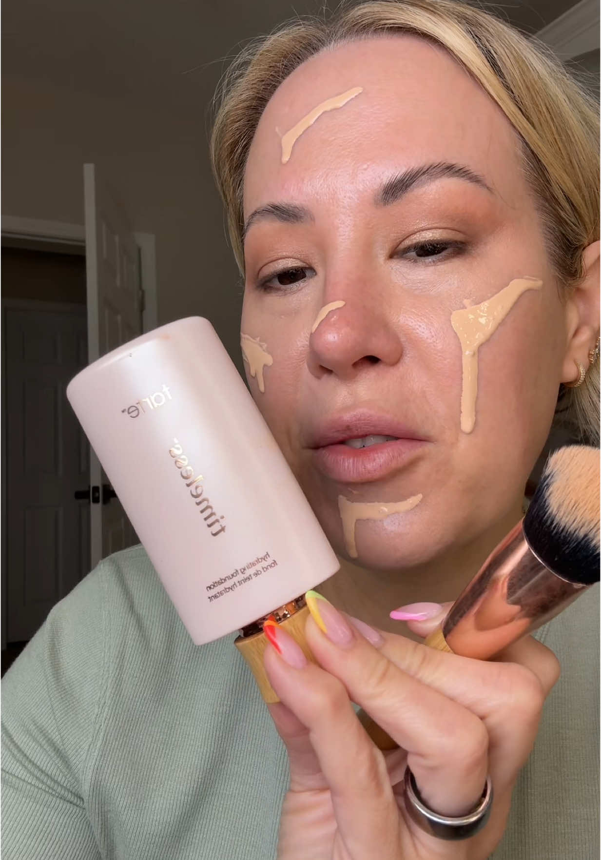 This might be Tarte’s best foundation ever—hydrating, plumping, luminous, and packed with skincare benefits (hi cloudberry with 4x the vitamin C of an orange 🍊). It feels like nothing on, but gives the prettiest glow and coverage. I’m wearing shade 22 and right now on QVC you get both the foundation AND the brush for $34 (retail value $72+). This is a crazy good deal while it lasts! #@QVC, Inc #TimelessHydratingFoundation#MakeupAndSkincareInOne #GlowySkin #TarteCosmetics #TikTokBeauty #FoundationRoutine #Over40Beauty #HydratingFoundation #CleanGirlMakeup #CloudberryGlow